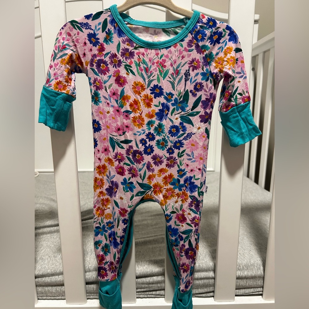 Little Sleepies sweet pea crescent zippy newborn